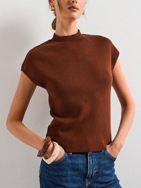 Mango Tops - MANGO SHORT-SLEEVED FINE-KNIT SWEATER NWT size L